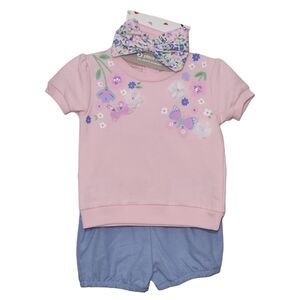 Baby Starters Pink Floral Top and Blue Shorts Set
